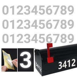 2 inch White Vinyl Reflective Self Adhesive Mailbox Numbers Stickers for Outside, 30 Pcs Waterproof Mailbox Numbers Stickers, Self-Adhesive 0-9 Vinyl Number for Mailbox, Door, Garbage Bins