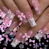 100pcs Pink Bow Flower Nail Charms for Acrylic Nails, 3D