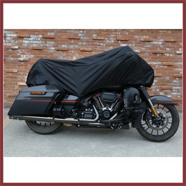 HEROFFIX Motorcycle Cover Lightweight Half Cover Outdoor Waterproof Rain Dust Protector Black XL for Most Full Dress Touring Cruiser Replace Parts