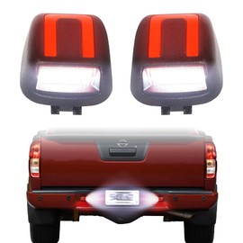 License Plate Lights for Nissan Frontier 2007-2019 LED Tag Light Rear Bumper Parking Lamp Taillights Accessories, 6000K White LEDs & Red Accent