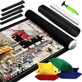 Puzzle Mat 500 1000 1500 Pieces Puzzle Mat Roll Puzzle Mat Puzzle Roll Puzzle Mats for Puzzles up to 1500 Puzzle Rolling Mat with 4 Felt Sorting Trays, for Storing Puzzles