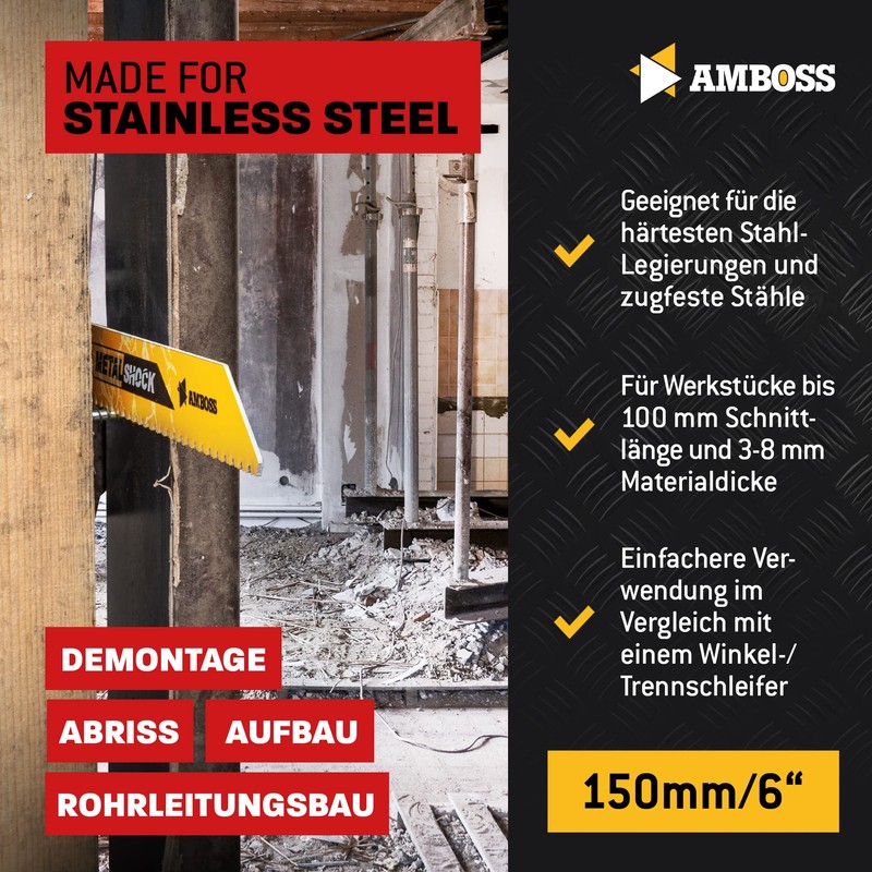AMBOSS METAL SHOCK - 3 x reciprocating saw blade length