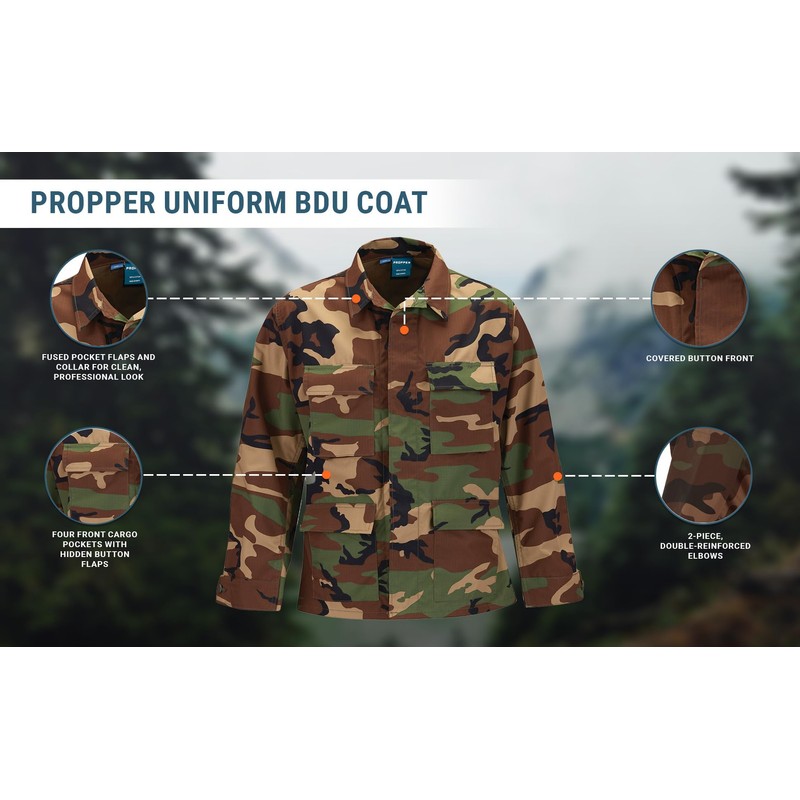 Propper Men's F545455-Men's BDU Coat, Woodland, 3X-Large Regular