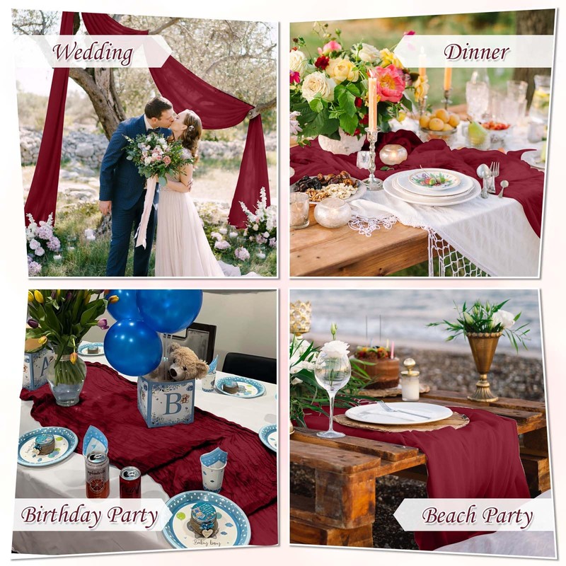 Table Runner Cheesecloth 10 FT Boho Rustic Table Runner Gauze