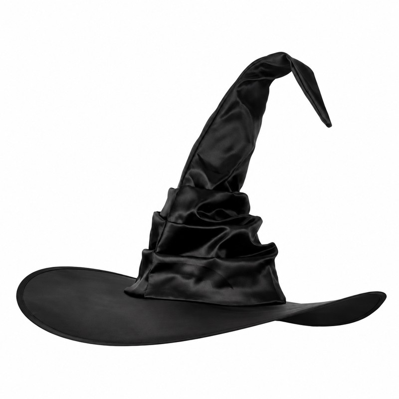 Black Witch Hat for Halloween Costumes – Foldable Cloth Wizard