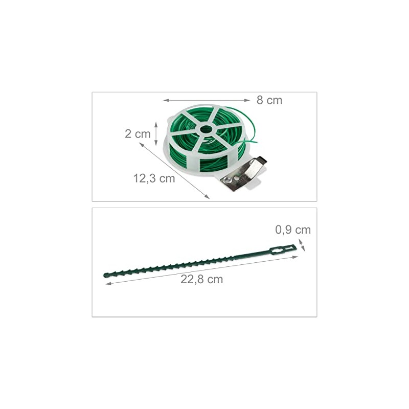 Relaxdays Plant Growing Supports, Stable Plant Clips, Twist Ties, Binding