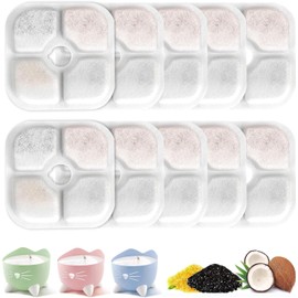 10 PCS Cat Water Fountain Filter, Cat Water Fountain Replacement Filters Fit for 2.5L Carbon Ion-exchange Resin Cat Water Fountain Filters for Dog Cat Water Drinking Fountain