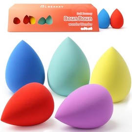 BEAKEY Juego de 5 esponjas de maquillaje, microporosas, de baja absorción, suave, sin látex, esponja de belleza y licuadoras para crema en polvo