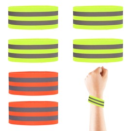 Ansodo Pack of 6 Bicycle Trouser Clips, Bicycle Trouser Protection, Elastic Reflective Band, Reflective Bands, Elastic Straps on the Wrist, for Outdoor Jogging, Trouser Clip Bicycle