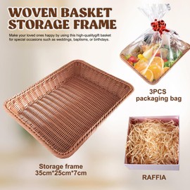 Empty Gift Basket Set, Braided Basket, Basket for Gifts, with Pull Bows and Transparent Gift Bag for Gift Basket, Empty Gift Basket for Bread Bins, for Holidays and Gifts (35 x 25 cm)