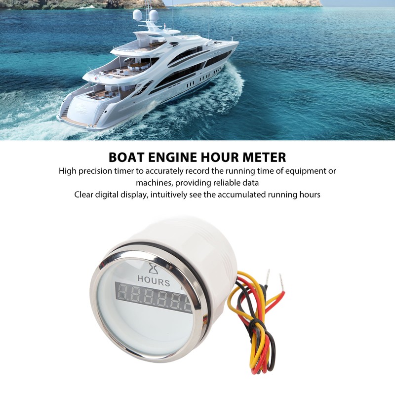 DC 9‑32V 52MM Boat Round Digital Hour Meter High Precise