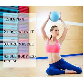 JUFANGFIN 9-Inch Pilates Exercise Ball for Yoga, Barre, Fitness & Physical Therapy Mini Squishy Balance Ball for Home Workouts(Blue)