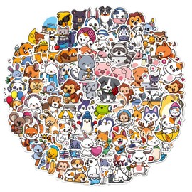 Tabanzhe Cute Animal Stickers-100PCS Colorful Aesthetic Animal Waterproof Decals Stickers for Water Bottle Laptop Phone Skateboard Luggage Scrapbooking Decor Gifts for Teens Girls Kids