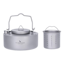 Boundless Voyage Titanium 700ML Kettle with Inner Fliter Folding Handle Camping Single-layer Durable Outdoor Gear Open Fire Kettle for Boil Water Tea Coffee