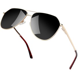 Joopin Polarised Sunglasses Mens, UV Protection Oversized Aviation Sunglasses Mens Women Gold Military Sun Shades with Spring Hinges (Gold Black)