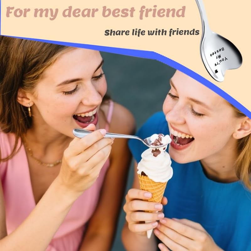 Bestie Best Friend Spoon Gifts for Women Girls Heart Shaped