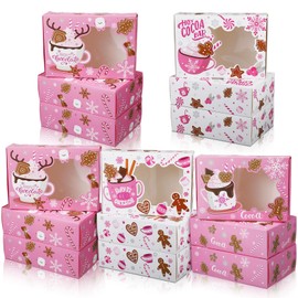 Fulmoon 50 Pcs Baby It's Cold Outside Cookie Boxes with Window Christmas Hot Cocoa Bar Cookie Container for Packaging Holiday Treat Candy Boxes for Gift Giving Pastries Christmas Baking Boxes