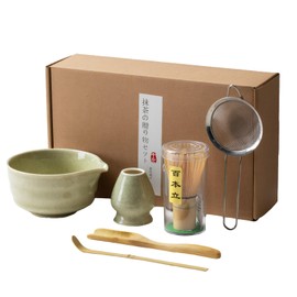 Topchances 6 Pcs Matcha Set,Matcha Whisk,Matcha Kit for Ceremony,Matcha Tea Set for Making Latte,Matcha Whisk and Bowl with Scoop Sifter,Beginners and Enthusiasts Gift for Matcha Lover，Matcha Color