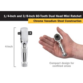 Titan 12103 1/4-Inch and 3/8-Inch Dual Drive x 4-1/8-Inch 60-Tooth Dual Head Mini Ratchet