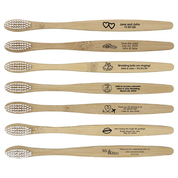 Tess Oral Health Personalized Wedding Toothbrush - Individually Wrapped Custom