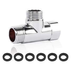 T Piece 1/2 Inch T Piece Water Connection Distributor Brass G1/2 Inch Diverter Valve 3-Way Connection Valve with 6 Washers Junction Distributor Diverter Valve for Toilets Bathroom (Diameter 20 mm)