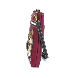 CHALA Crossbody RFID Cell Phone Purse - Women Nylon/Faux Leather Multicolor Handbag with Adjustable Strap Venture - Corgi - burgundy