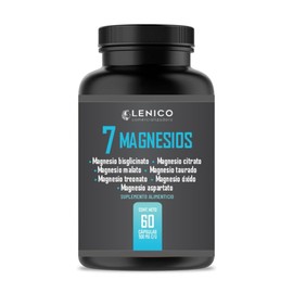 LENICO 7 Magnesios Complex | Suplemento Alimenticio con Bisglicinato, Citrato, Malato, Taurato, Treonato, Óxido y Aspartato de Magnesio | 60 Cápsulas 500 mg | Apoyo Muscular, Relajación y Energía