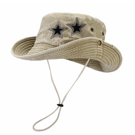 Jeans Denim Cowboy Hat for Women Y2k Crystal Star Washed Bucket Hat with String Sun Cap Foldable Safari Boonie Hat