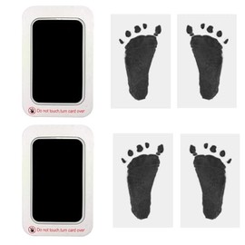 ZHIYE Baby Footprint & Handprint Kit – 2 Black Inkless Print Pads Plus 4 Imprint Cards, 100% Clean-Touch Ink Pad for Newborns, Perfect Family Keepsake Gift for Printing Touch Imprints