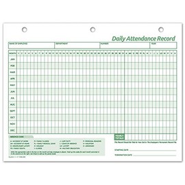 NextDayLabels - Employee Daily Attendance History Records, Letter Size Cards (25 Forms)