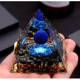 Stardust Gemstones Crystals Orgone Pyramid Healing Stones Spiritual Gifts for Women, EMF Protection Reiki Crystal Decor Prosperity, Protection Crystals (Moonstone Green Fluorite Life Tree)