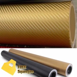 AUTOGOODY 72" x 60" GOLD Carbon Fiber Vinyl Wrap 3D Bubble Free Air Release 6ft x 5ft