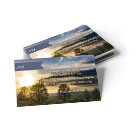 Pass It On Scripture Cards, Joy, Psalm 30:5, Pack of 25 Inspirational Bible Verse Wallet Cards for Devotional, Bible Study, & Memorization, Small Christian Greetings for Encouragement