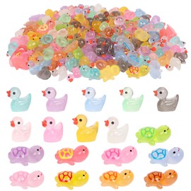 80pcs Luminous Mini Resin Animals Mini Resin Animals Set Turtle Rabbit Duck Dinosaur for Garden Home Dollhouse Aquarium Landscape Décor (80pcs)
