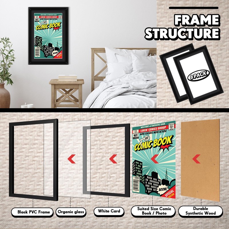 Geetery 8 Pack Comic Book Frame, UV Protection, Comic Picture