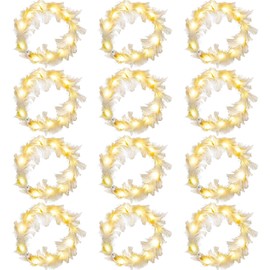 LED Feather Headbands, Pack of 12 Hair Wreaths, LED Flower Wreath, Luminous Hair Wreaths, Luminous Headband, Party Headpiece, Luminous, Flower Wreath Hair for Festivals, Weddings, Party Accessories