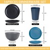 Rubtlamp 16Pcs Plastic Wheat Straw Dinnerware Set, Reusable Plastic Dishes