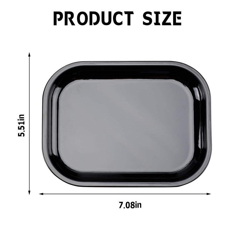 Metal Tray with Soft Magnetic Lid Black Tray with Spill