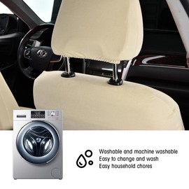 AUCELI 2PCS Car Headrest Covers, Soft Dust-Proof Anti-Scratch Breathable Automotive Headrest Protector Replacement, Vehicle Interior Decoration Universal for Most SUV, Truck, RV and More（Beige）