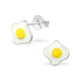 925 Sterling Silver Easter Bunny rabbit in Egg Stud Earrings (Nickel Free)