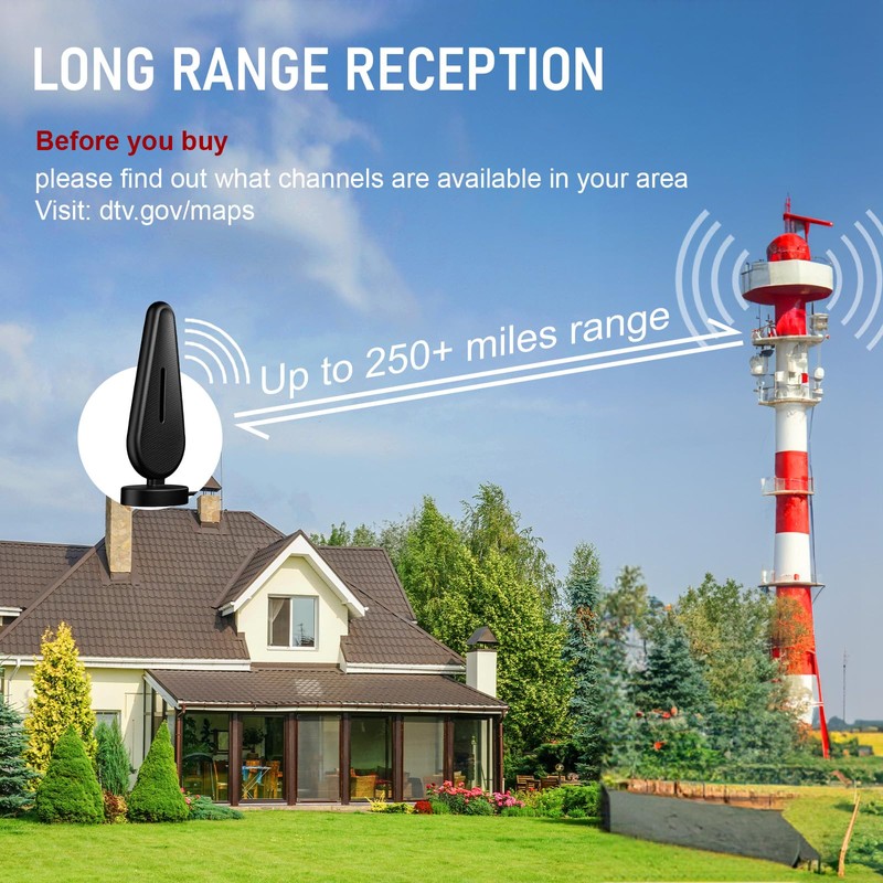 Indoor/Outdoor TV Aerial with Magnetic Base
