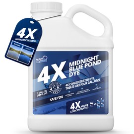 1 Gallon Midnight Blue Pond Dye, 4X Concentrate Pond Dye Blue, Dark Natural Looking Aquashade for Beautiful Lake Water, Long-Lasting Colorant, Protects Against Sunlight - Ideal for Fish & Wildlife