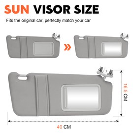 Gray Passenger Right Side Sun Visor Replacement Compatible with 2007 2008 2009 2010 2011 Toyota Camry with Sunroof Replace 74310-06770-B0