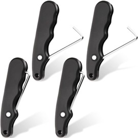 MTLEE Lace Tightener 4 Pieces Folding Shoe Lace Puller Stainless Hockey Lace Tightening Tool Portable Lace Tightener Puller Tool Black Skate Lace Tightener for Ice Skates Figure Skates Boots Shoes