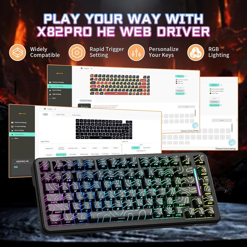 ATTACK SHARK X82 PRO HE Wireless Rapid Trigger RGB Mechanical