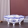 LINYTHER Ceramic Fruit Bowl With Holes, Blue And White Porcelain
