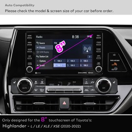 INNOSURE Tempered Glass Screen Protector for 2020 2021 2022 Toyota Highlander - L/LE/XLE/XSE 8 Inch Touchscreen (HD Clear)