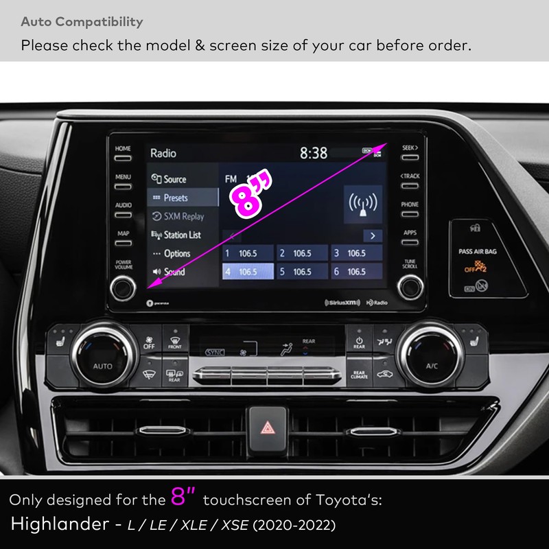 INNOSURE Tempered Glass Screen Protector for 2020 2021 2022 Toyota
