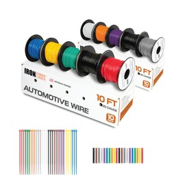 Iron Forge Cable 20 Gauge Automotive Electrical Wire - 10 Roll Assortment Pack - 10 Foot CCA Insulated Silicone Wires with Dispenser Box Wiring Kit Hookup for Auto, Trailer & Car Electronics