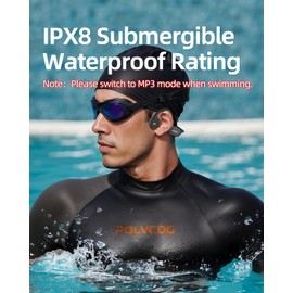 POLVCDG Bone Conduction Headphones,IPX8 Waterproof Swimming Headphones,32GB Memory Open Ear Headphones with Mic,Wireless Bluetooth Earbuds Underwater Sport Earphones for Workout Running Cycling Gift